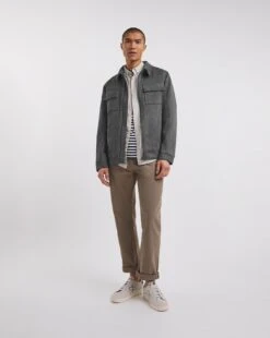 Grey Faux Suede Zip Jacket